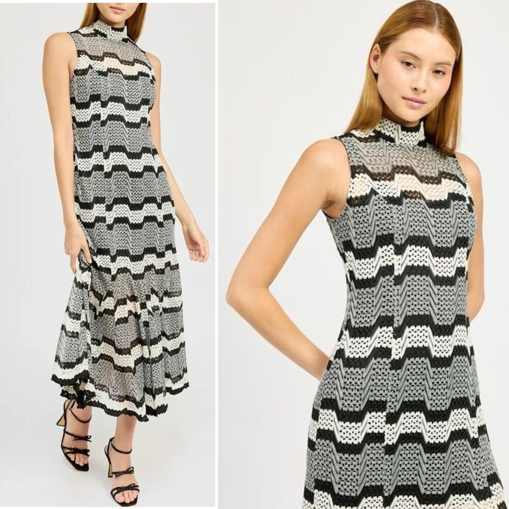 En Saison Genesis Open Stitch Midi Dress